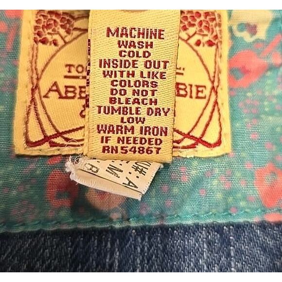 Vtg Abercrombie & Fitch Womens Denim Trucker Jacket Sz M Distressed Y2K Cropped - Picture 9 of 11